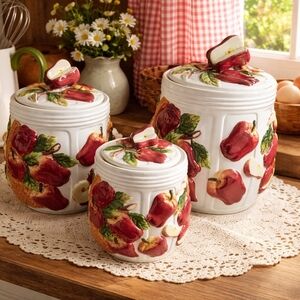 Apple Themed Ceramic Canister Set